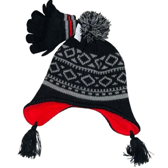 *NWT* Carter's knit hat and mittens mitten gloves FLEECE LINED Ribbed - Picture 1 of 7